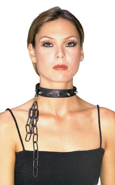 Vinyl Studded Choker with Chain