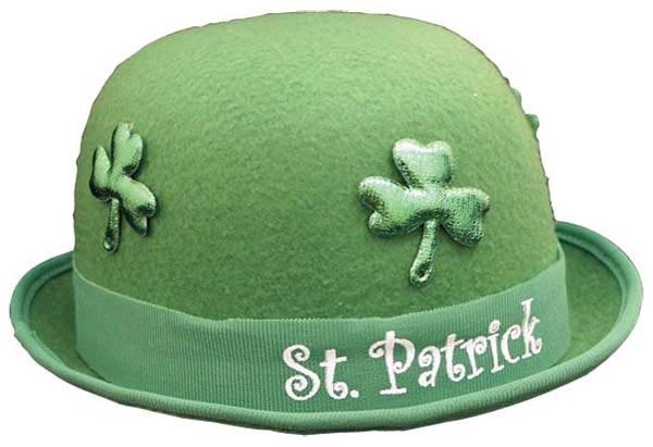 Deluxe St Patrick's Day Bowler with Band and Shamrocks SP04 available here at Karnival Costumes online party shop