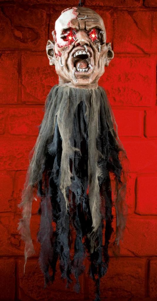 Hanging Light Up Rotten Skull - Halloween Skulls and Props