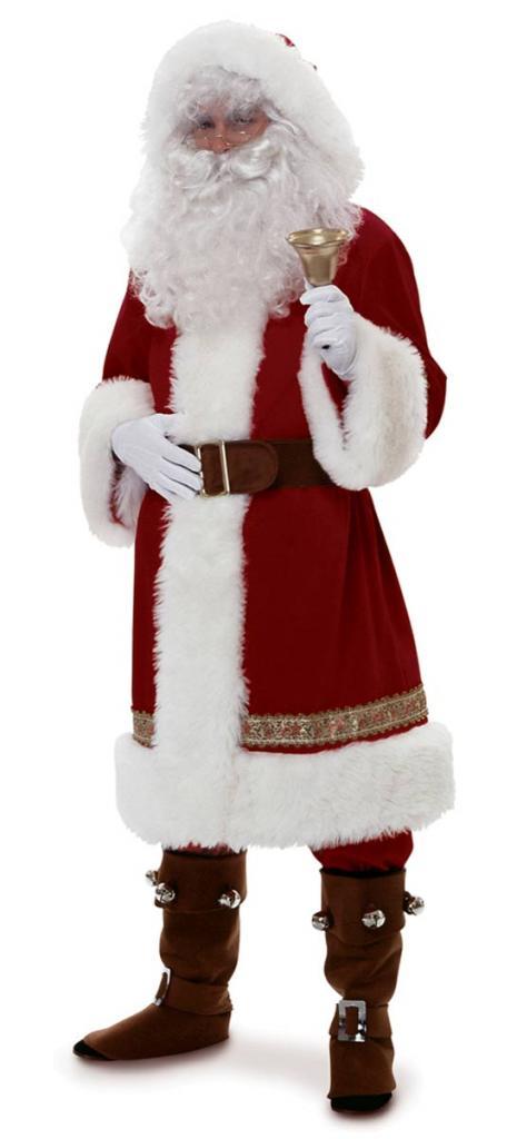 Ultra Deluxe Old Time Santa Cloak. Pure luxury hooded robe, trousers, belt and boot tops by Rubies 02356 available in the UK here at Karnival Costumes online party shop.