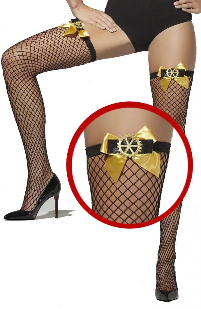 Steam Punk Black Fishnet Tight Highs with Bows