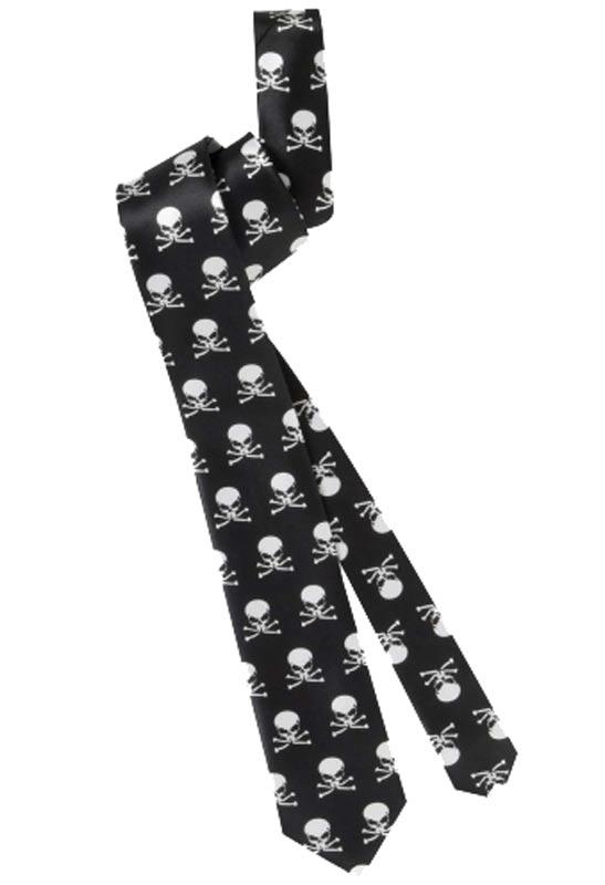 Black Necktie with Skulls - Halloween Accessories from Karnival Costumes