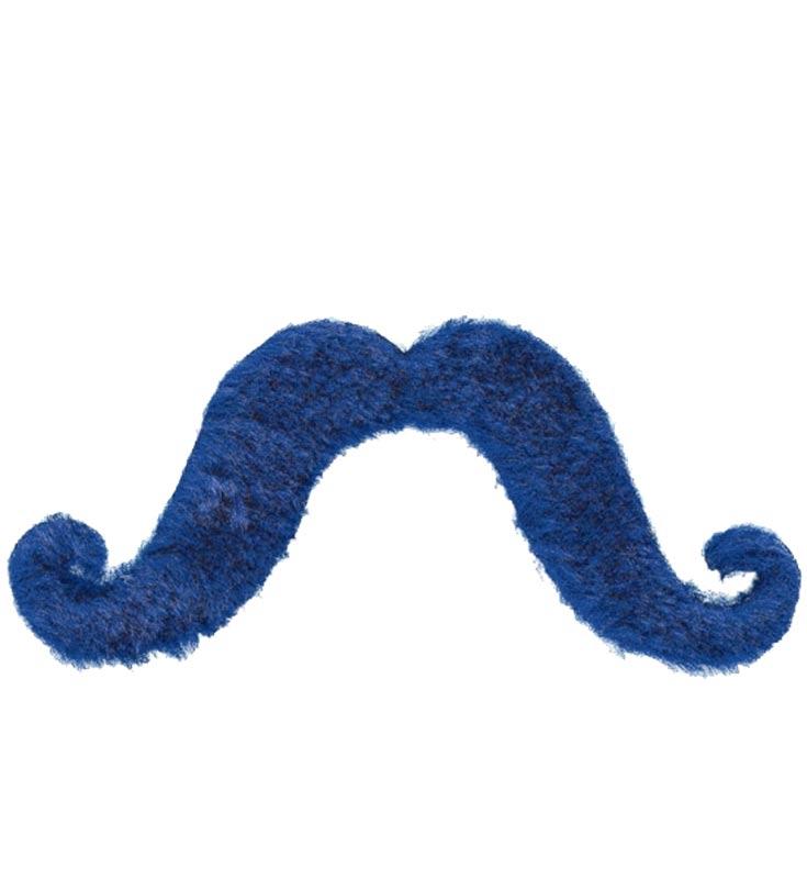 Handlebar Moustache in Blue from a huge collection of false moustaches at Karnival Costumes www.karnival-house.co.uk