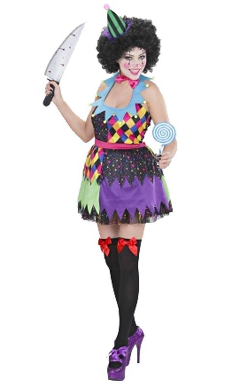 Evil Clown Fancy Dress Costume for Ladies from a collection of colourful clown fancy dress at Karnival Costumes your dress up specialists www.karnival-house.co.uk