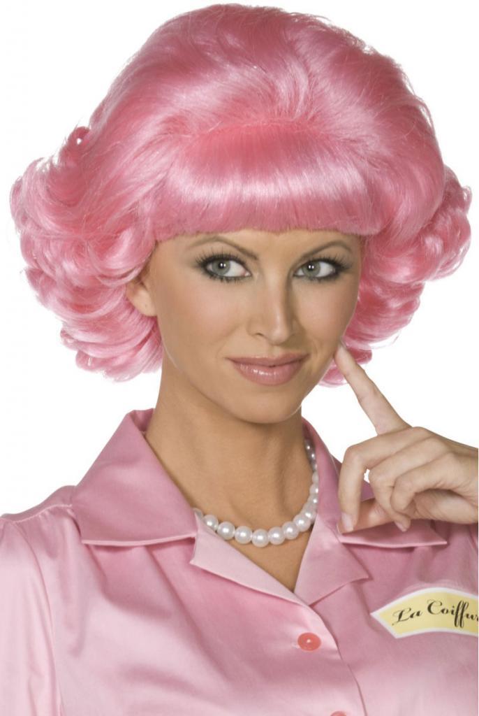 Frenchy's Pink Adult Costume Wig by Smiffy 42127 available here at Karnival ostumes online party shop
