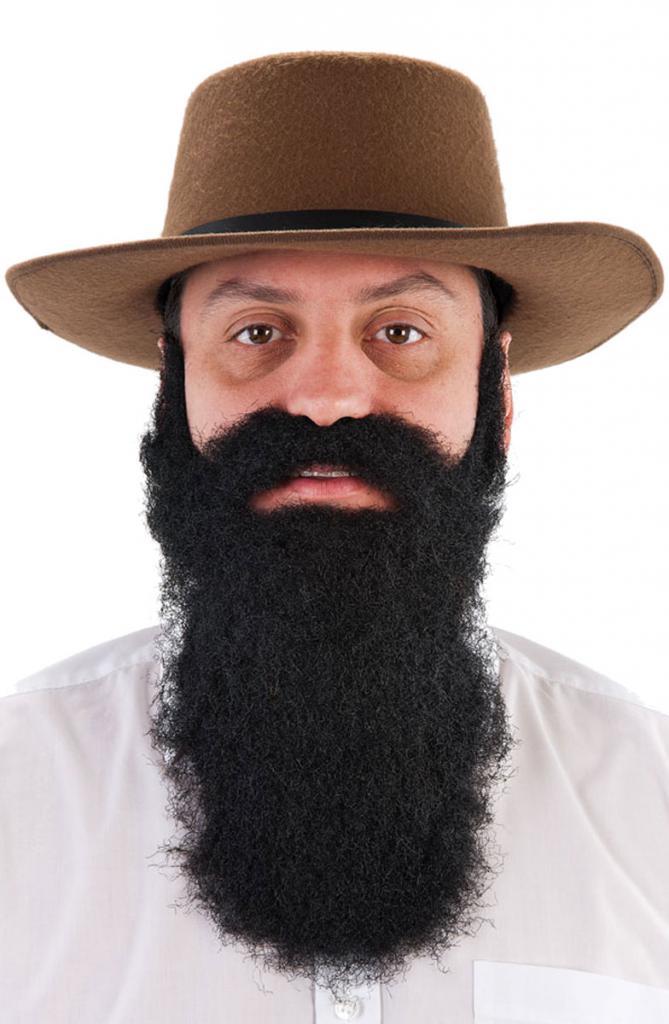 Medium Length False Beard and Moustache in Black