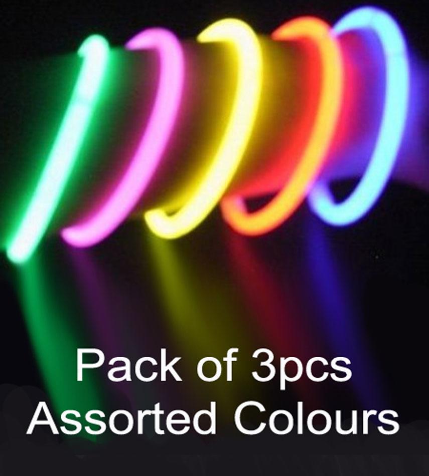 Pk 3 festival or Party Glow Stick Bracelets by Mister Fluo and available from Karnival Costumes
