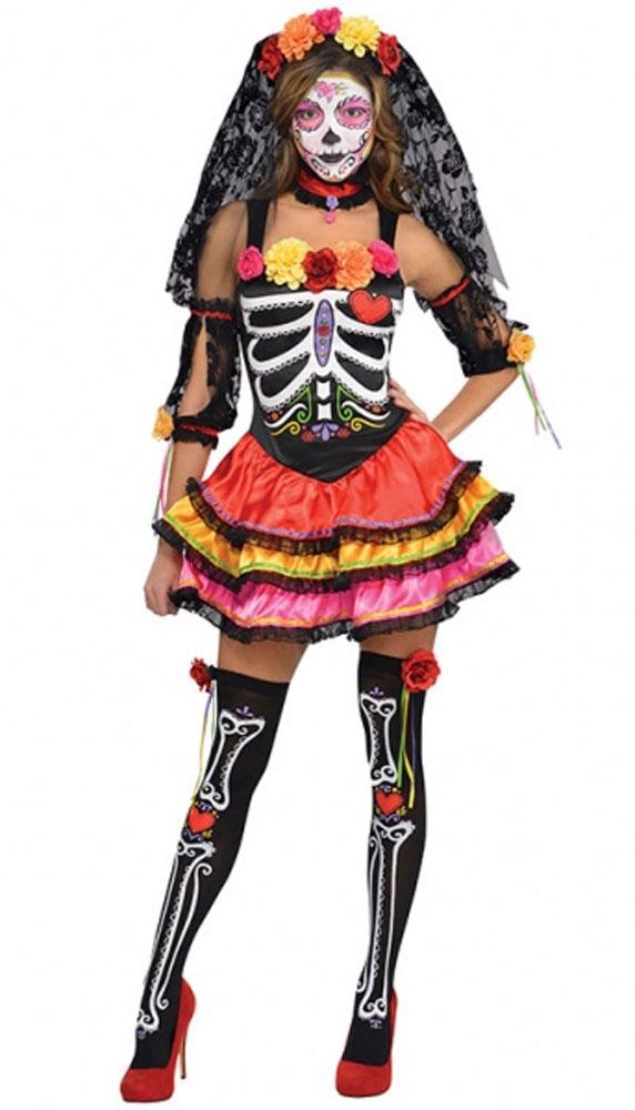 Day of the Dead Senorita Fancy Dress Costume by Amscan 844642 in Sml-Lrg from Karnival Costumes
