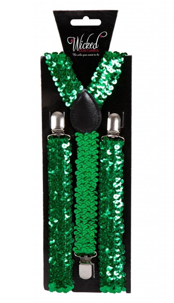 Unisex Green Sequinned Braces by Wicked AC-9372 and available at discounted price from Karnival Costumes