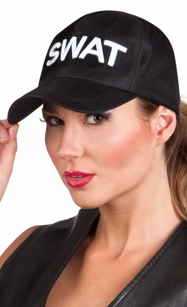Size adjustable unisex peaked SWAT Cap by Boland 97045 and available in the UK from Karnival Costumes