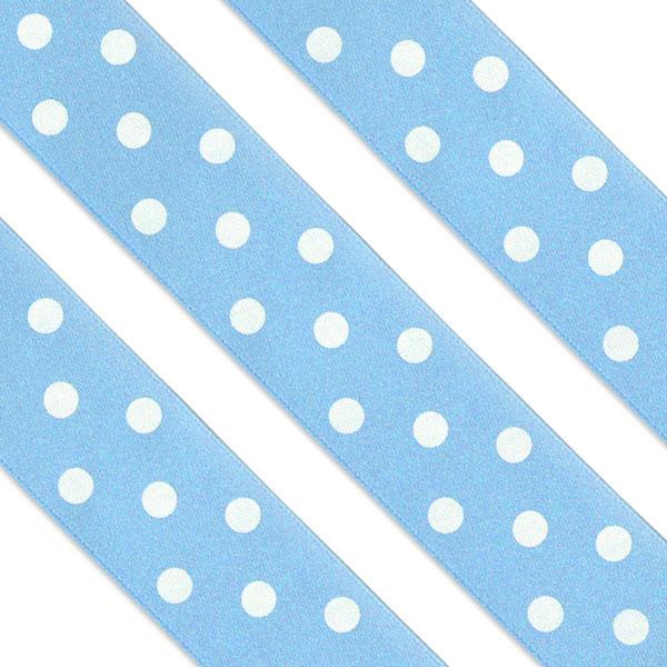 1m length of Baby Blue Dolka Dot 25mm wide Cake Ribbon by Anniversary House BU087 and avaiable from a great selection of party cake decorating items as Karnival Costumes