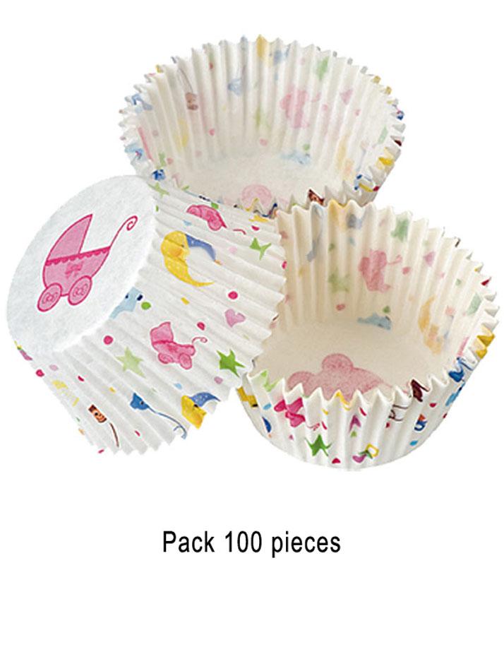 Pack of 100 Baby Shower Muffin or Cup Cake Cases by Club Green MAV39 available from Karnival Costumes