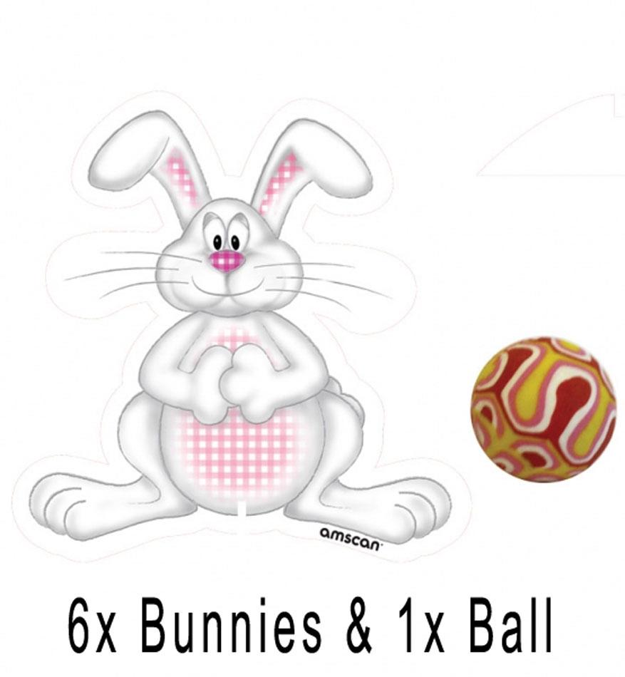 Easter Bunny Bowling Game by Amscan 996319 including 6 targets and 1 ball. Available from Karnival Costumes online party shop.