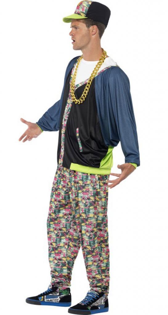 1980's Hip Hop Fancy Dress Costume for men, one-size including jacket, trousers and hat 43198 from Karnival Costumes