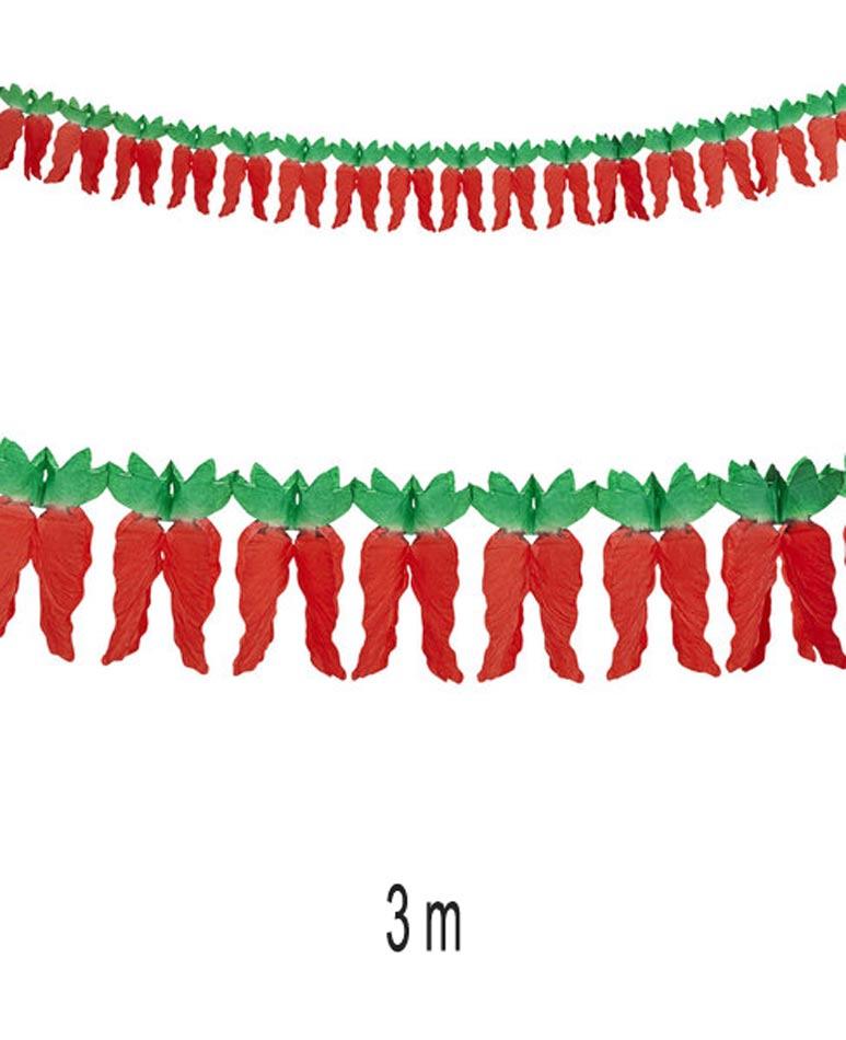 3m long paper Chilli Garland by Widmann 05331 available from a collection at Karnival Costumes online party shop