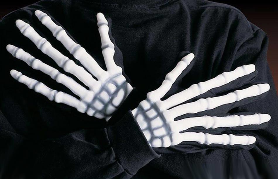 Halloween 3D Skeleton Gloves for Adults by Widmann 8413F available here at Karnival Costumes online Halloween shop