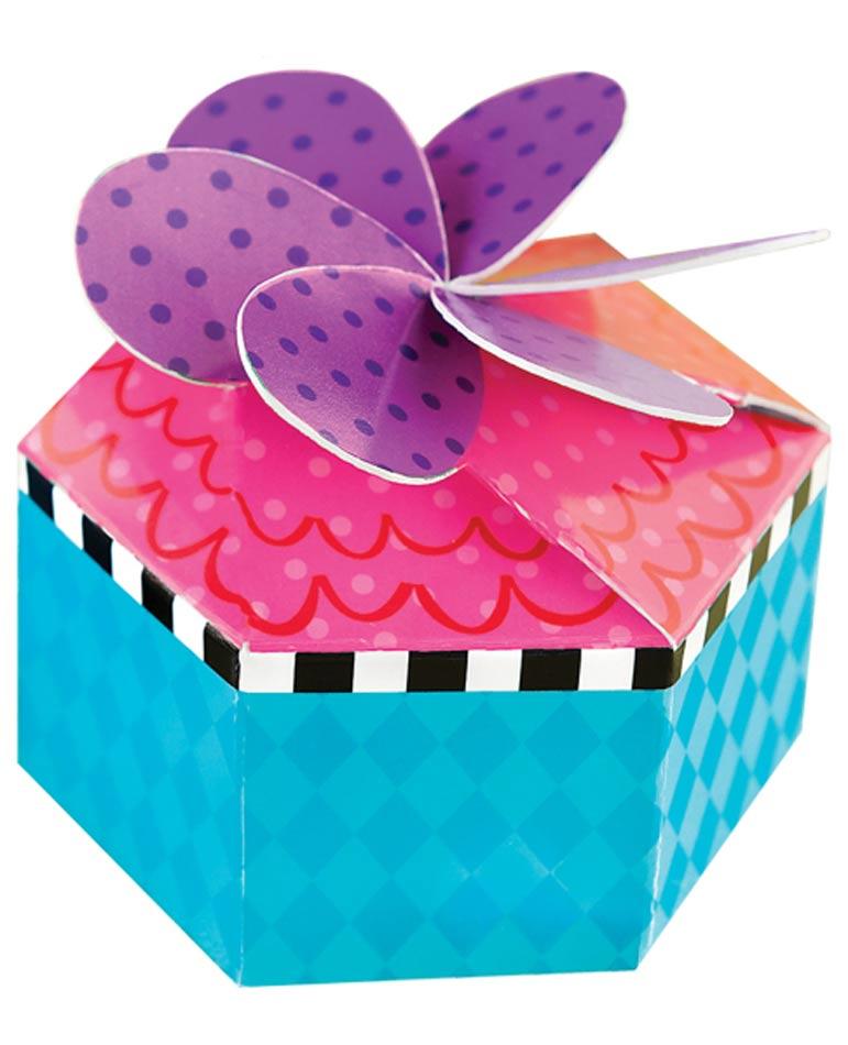 Pack of 12 Mad Hatter Tea Party Favour Boxes by Amscan 340152 available here at Karnival Costumes online party shop