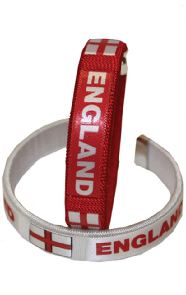 Pair of fabric England Bracelets by Amscan 993882 available a collection of England Pride and Passion products here at Karnival Costumes online party shop