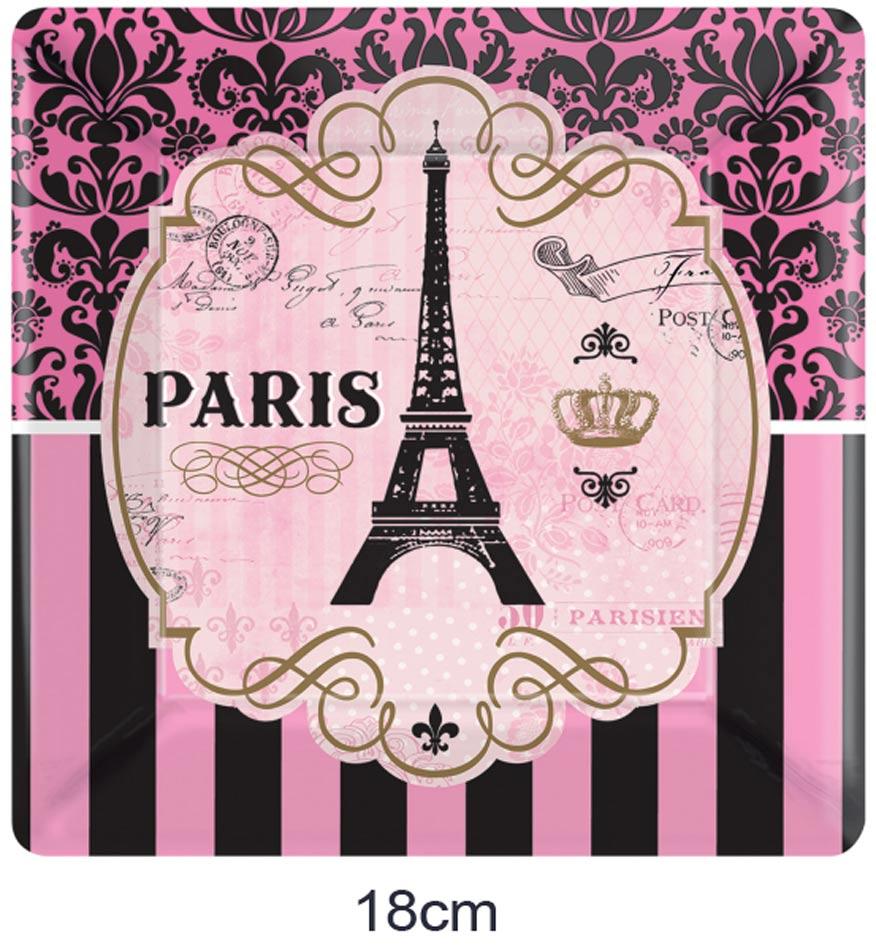 A Day in Paris Parisian Party Paper Plates pk 8 18cm by Amscan 541729 and available here at Karnival Costumes online party shop