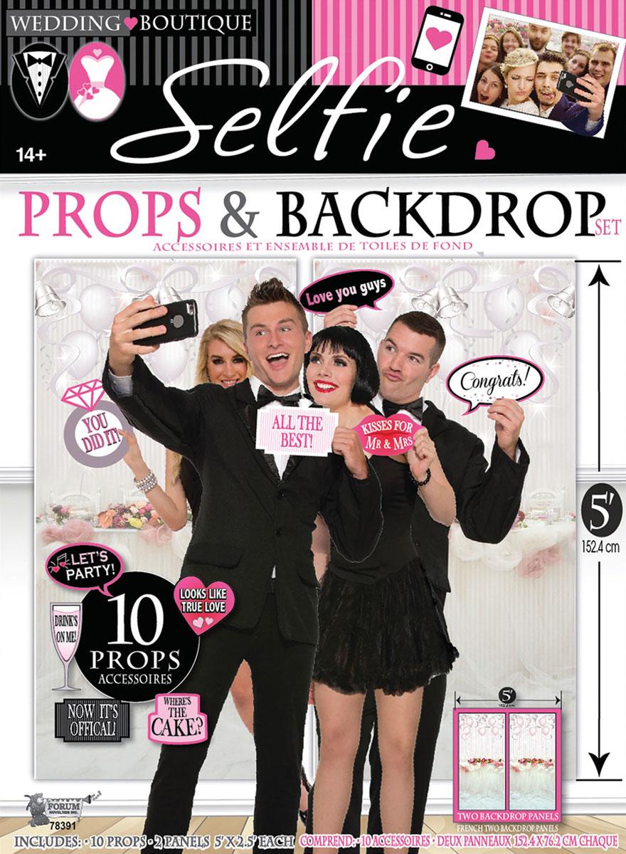 Engagement or Wedding Party Photobooth Kit with Backdrop by Forum Novelties 78391 and available in the UK here at Karnival Costumes online party shop
