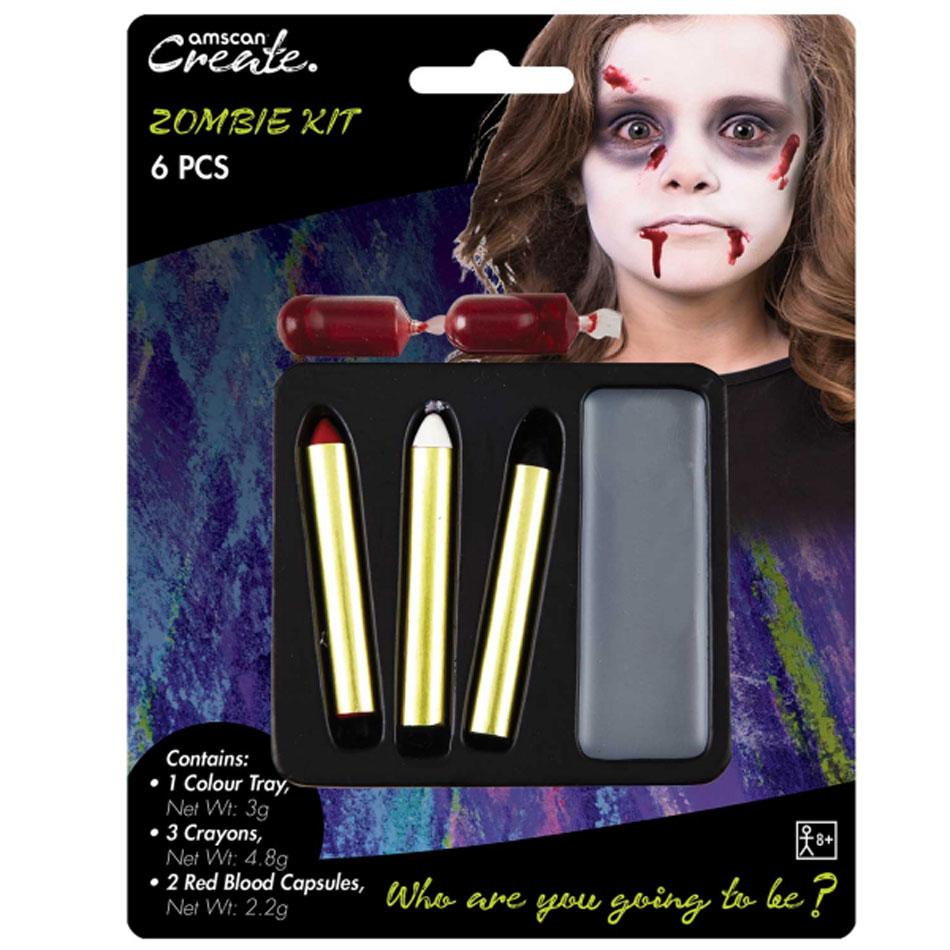 Basic Zombie Make Up Kit (6pc) by Amscan 9901421 available here at Karnival Costumes online party shop