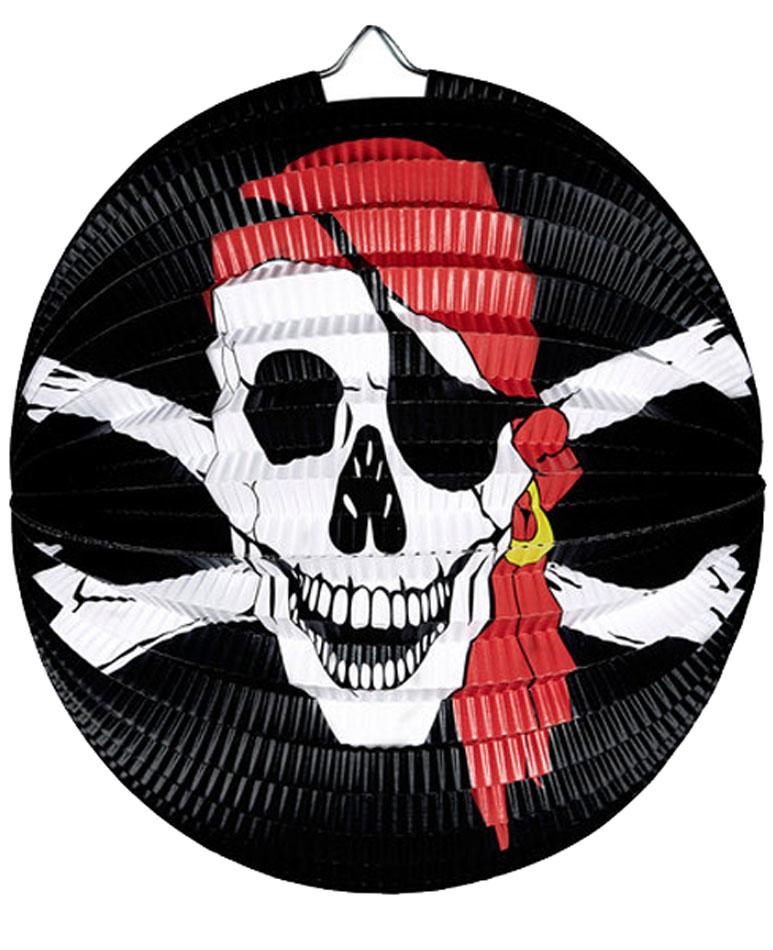 Pirate Skull and Cross Bones Lantern Decoration 25cm dia by Widmann 95747 available here at Karnival Costumes online party shop