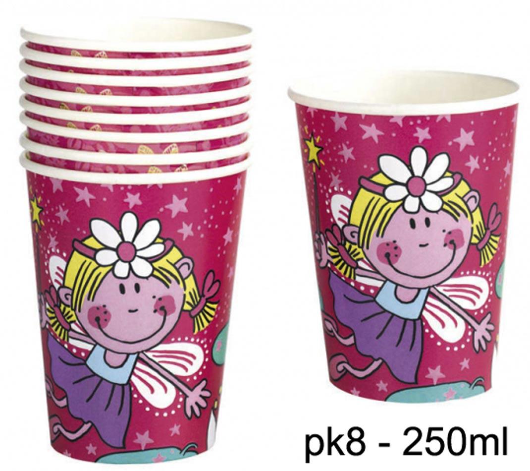 Pack of 8 Funky Fairy Paper Cups 250ml by Amscan 551669 available here at Karnival Costumes online party shop