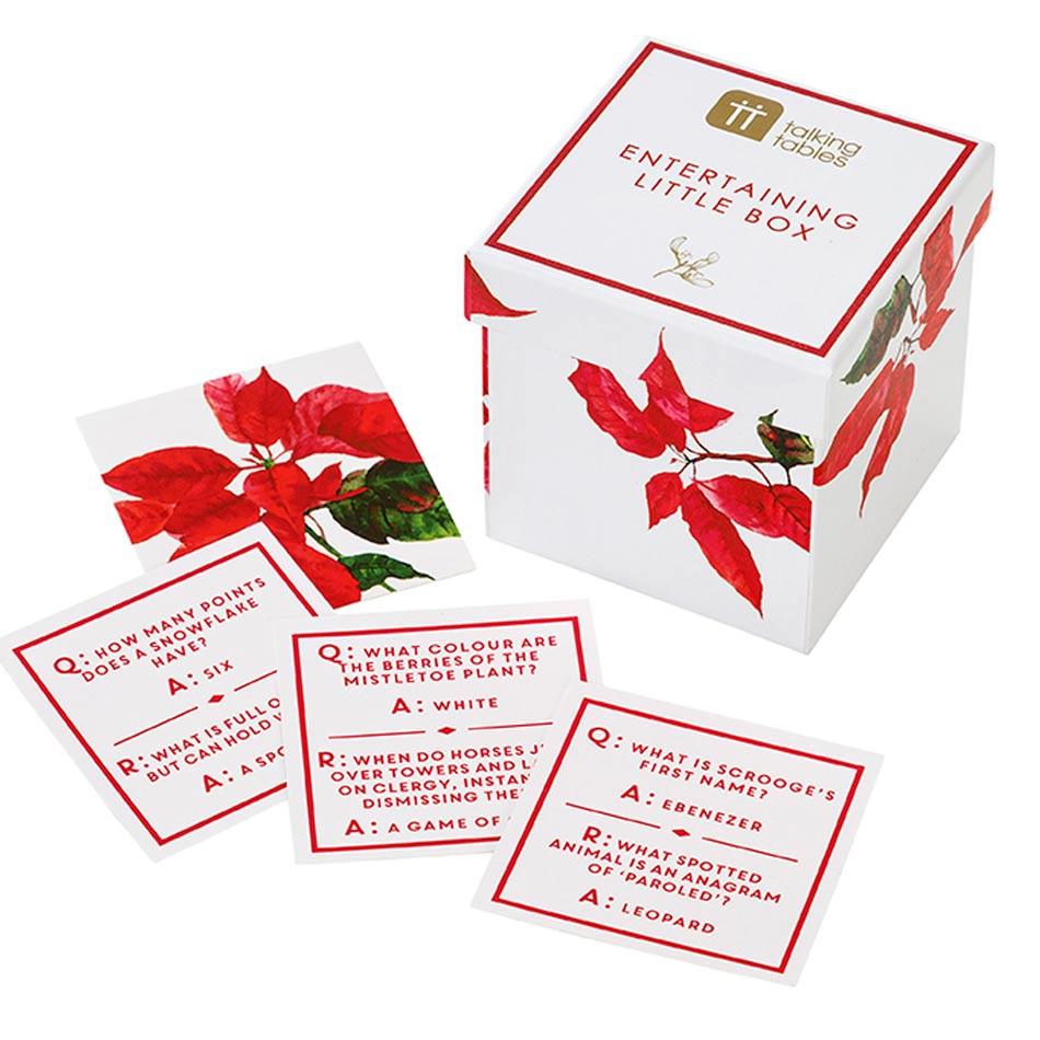 Botanical Poinsettia Christmas Trivia Party Game by Talking Tables BC-POIN-TRIVIA available here at Karnival Costumes online party shop
