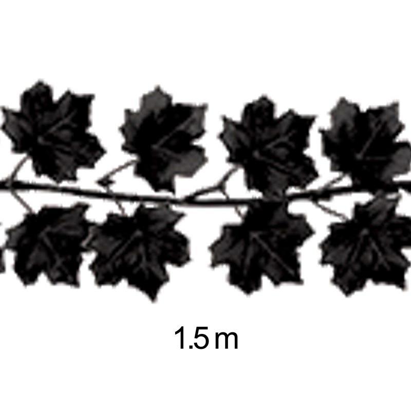 Halloween Black Leave Garland measuring 150cm in length by Amscan 220288 available here at Karnival Costumes online Halloween party shop