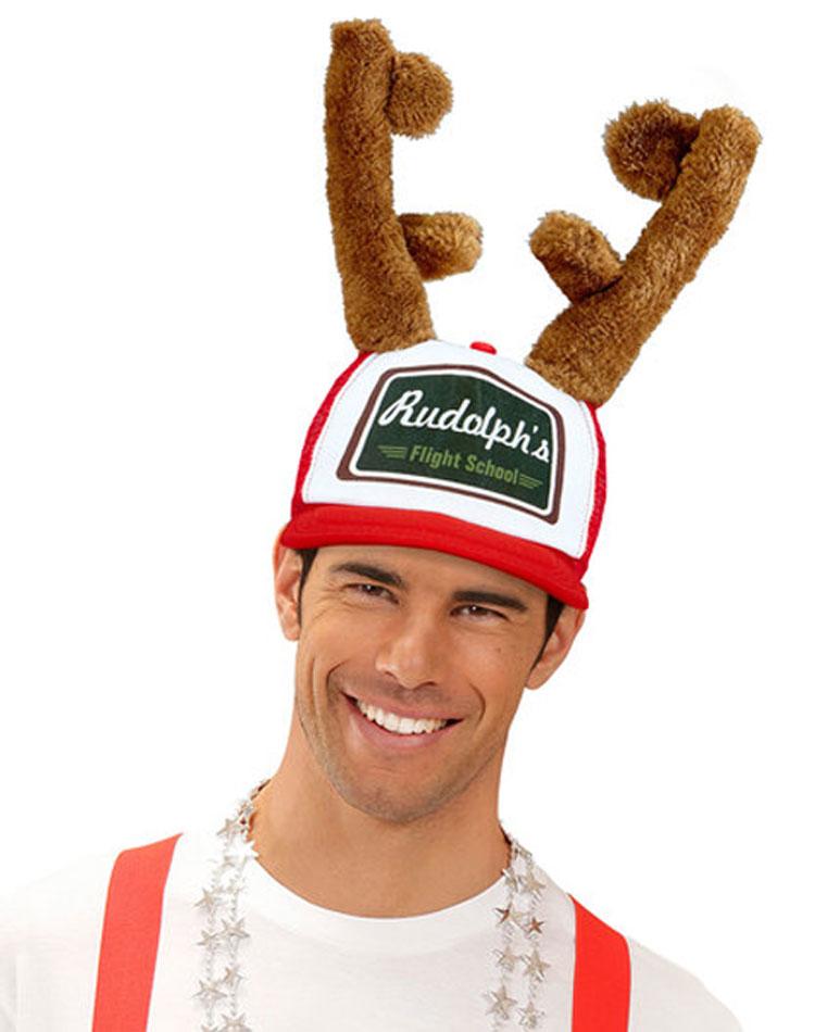 Rudolph's Flight School Baseball Cap with Horns 8169 available here at Karnival Costumes online Christmas party shop