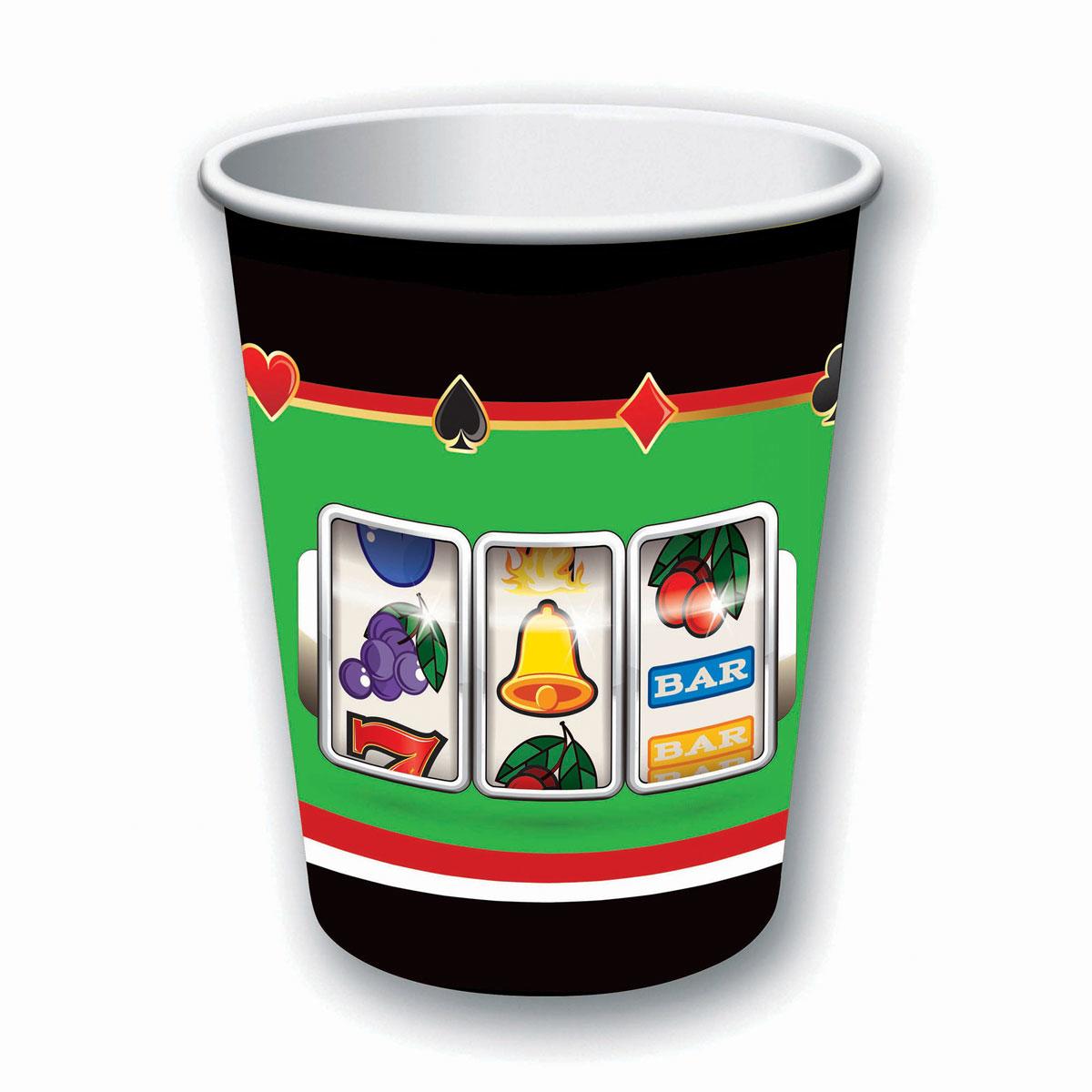 Casino Night Cups - 8x 9oz by Forum Novelties 77550 and available in the UK here at Karnival Costumes online party shop