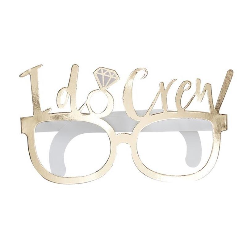 Gold Foiled I Do Crew Fun Glasses Pack of 8pieces by Ginger Ray ID-414 available from the range here at Karrnival Costumes online party shop