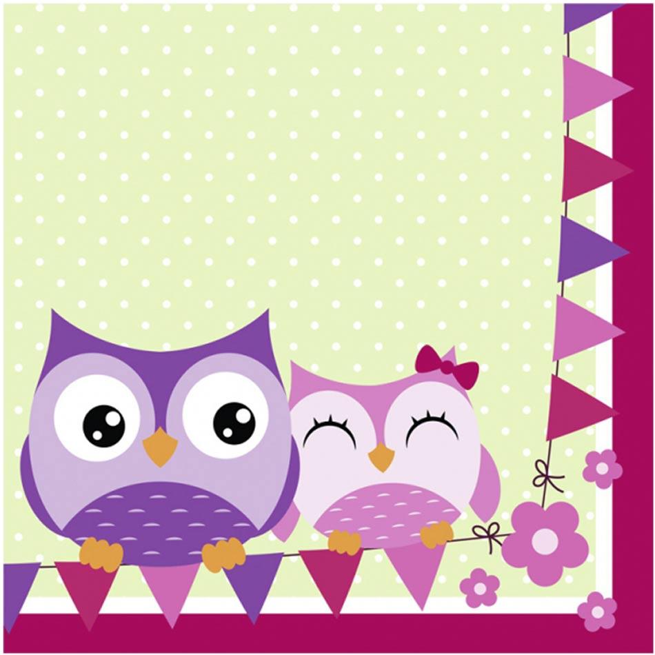 Owl Party Paper Luncheon Napkins 33cm - pk20 by Amscan 998346 available here at Karnival Costumes online party shop