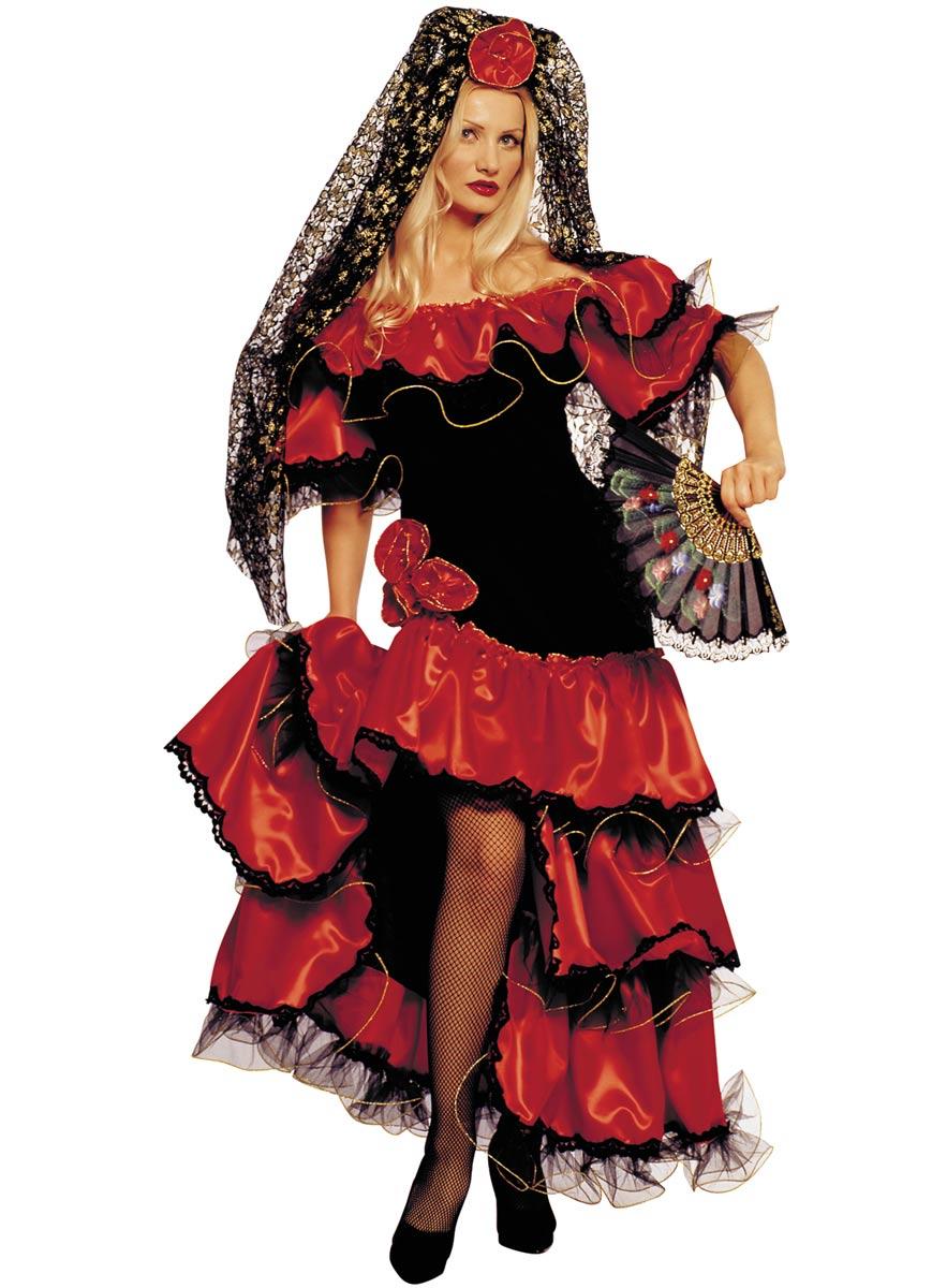 Deluxe Spanish Flamenco Dancer Costume by Stamco 341248 / 211302 available here at Karnival Costumes online party shop