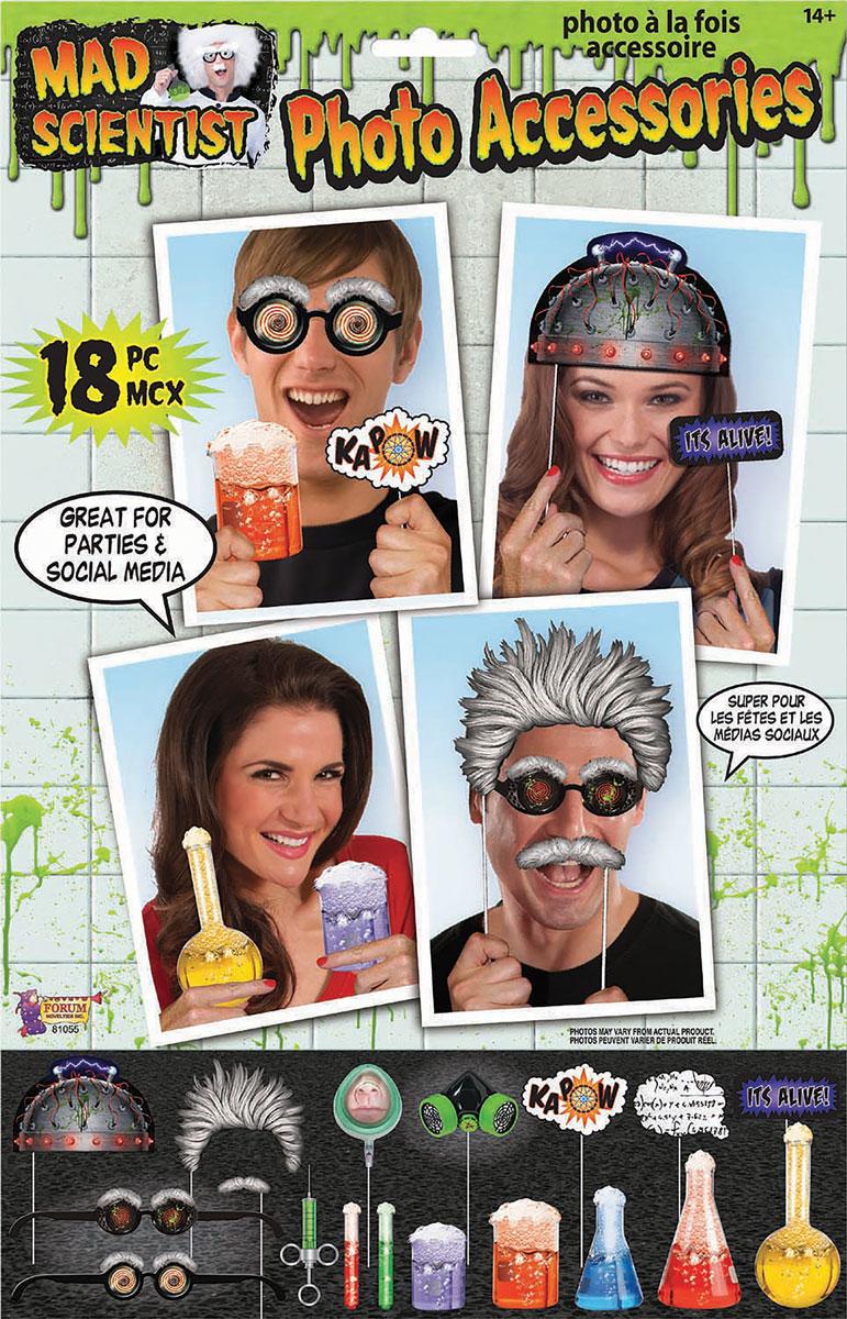 Mad Scientist Lab Photo Booth Props 18pc set by Forum Novelties 81055 available here at Karnival Costumes online party shop