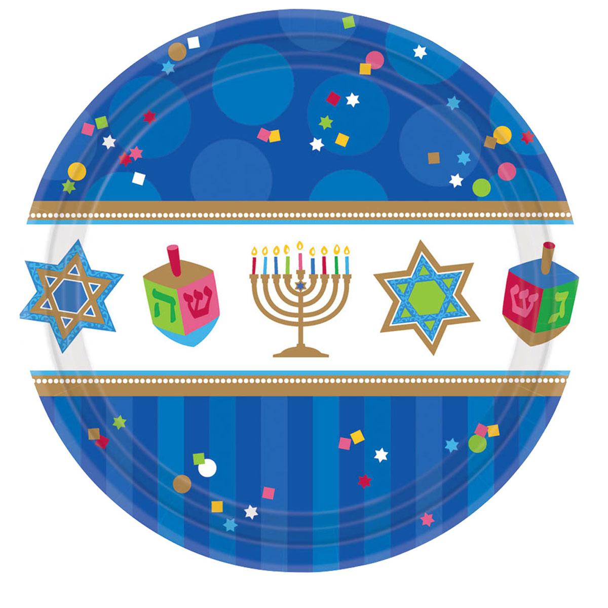 Hanukkah Celebrations Paper Plates 18cm - pk18 by Amscan 743803 available here at Karnival Costumes online party shop