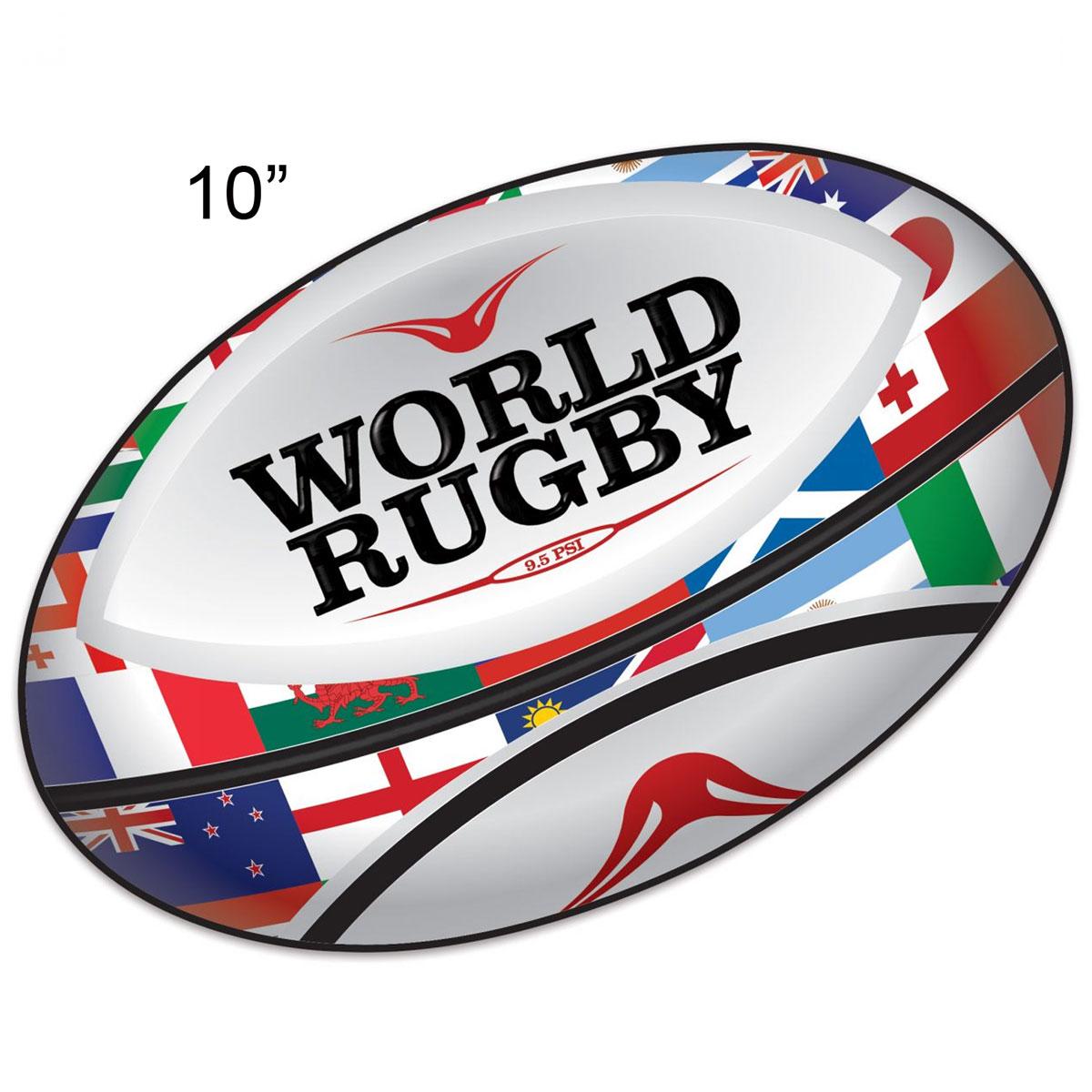 World Cup Rugby Ball Cutout 10" by Beistle ASI00026I available here at Karnival Costumes online party shop