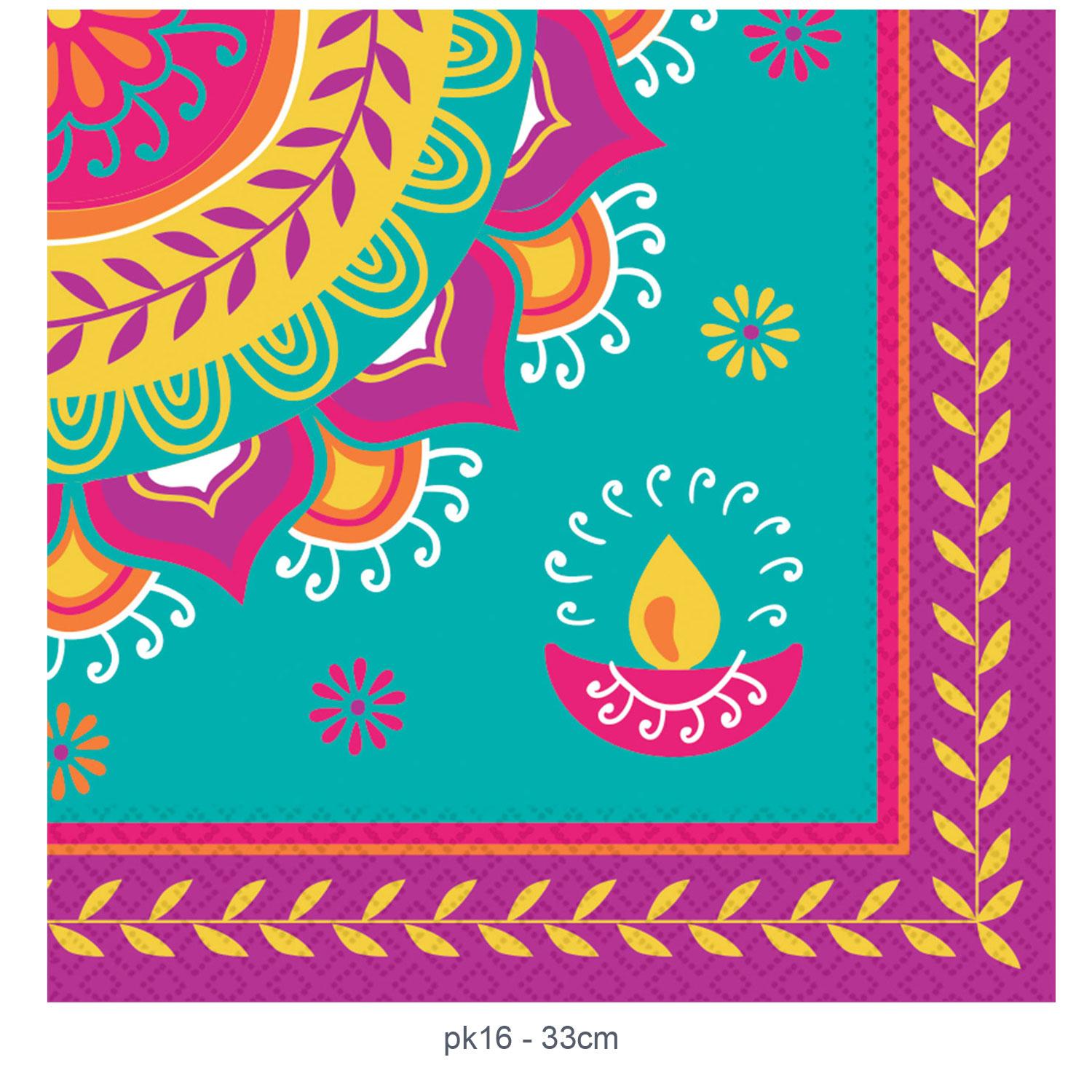Diwali Celebrations Luncheon Napkins 33cm pk16 by Amscan 512413 available here at Karnival Costumes online party shop
