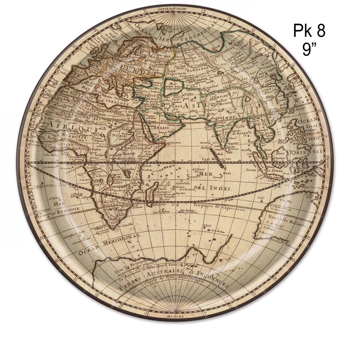 Around the World Paper Plates 9" - pk8 by Besitle 59984 available in the UK here at Karnival Costumes online party shop