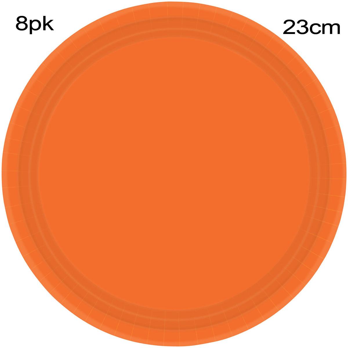 Pack 8 Orange Peel Paper Dinner Plates 22.8cm by Amscan 55015-05 available here at Karnival Costumes online party shop