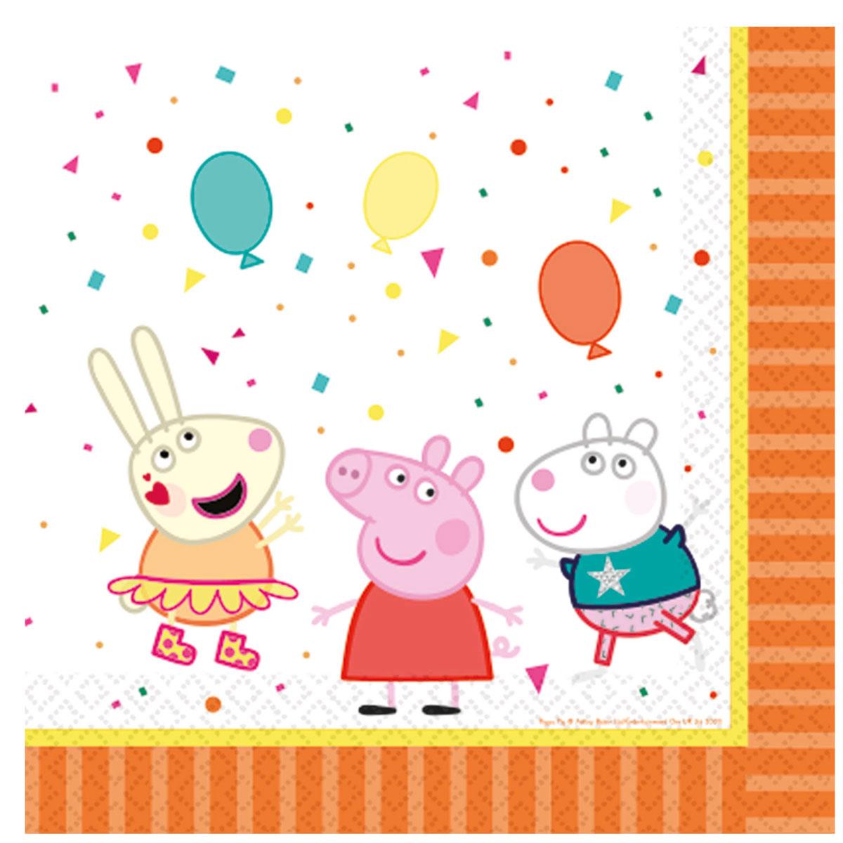 Peppa Pig Party Napkins 33cm - pk16 by Amscan 9906331 available here at Karnival Costumes online party shop