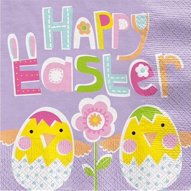 Happy Easter Luncheon Napkins 33cm  2ply pk16 by Unique 73702 available here at Karnival Costumes online party shop