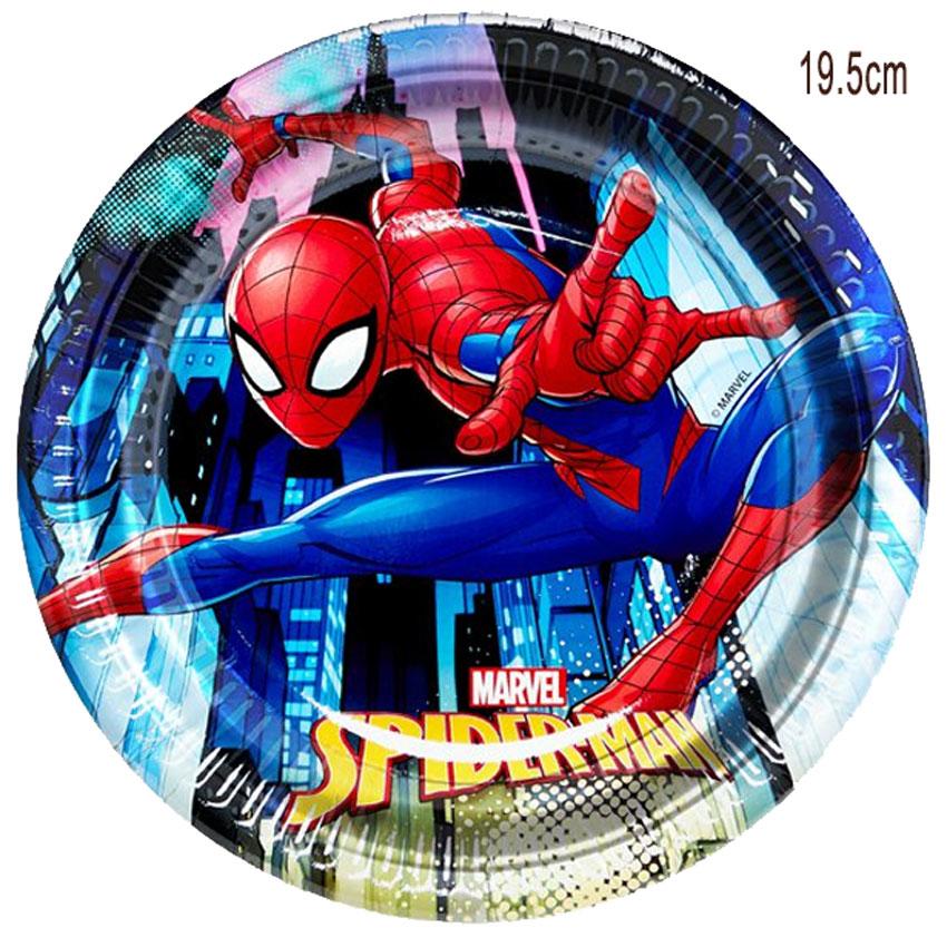 Spiderman Team Up Dessert Plates 19.5cm pk8 by Qualatex 89233 available here at Karnival Costumes online party shop