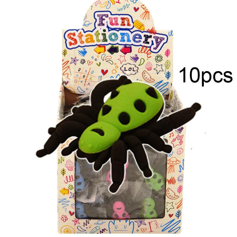 10pcs Halloween Creepy Crawly Spider Erasers by Henbrandt S590132 available here at Karnival Costumes online party shop