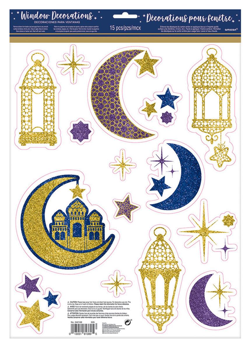 Eid Window Decorations 30cm x 43cm Sheet by Amscan 242168 available here at Karnival Costumes online party shop