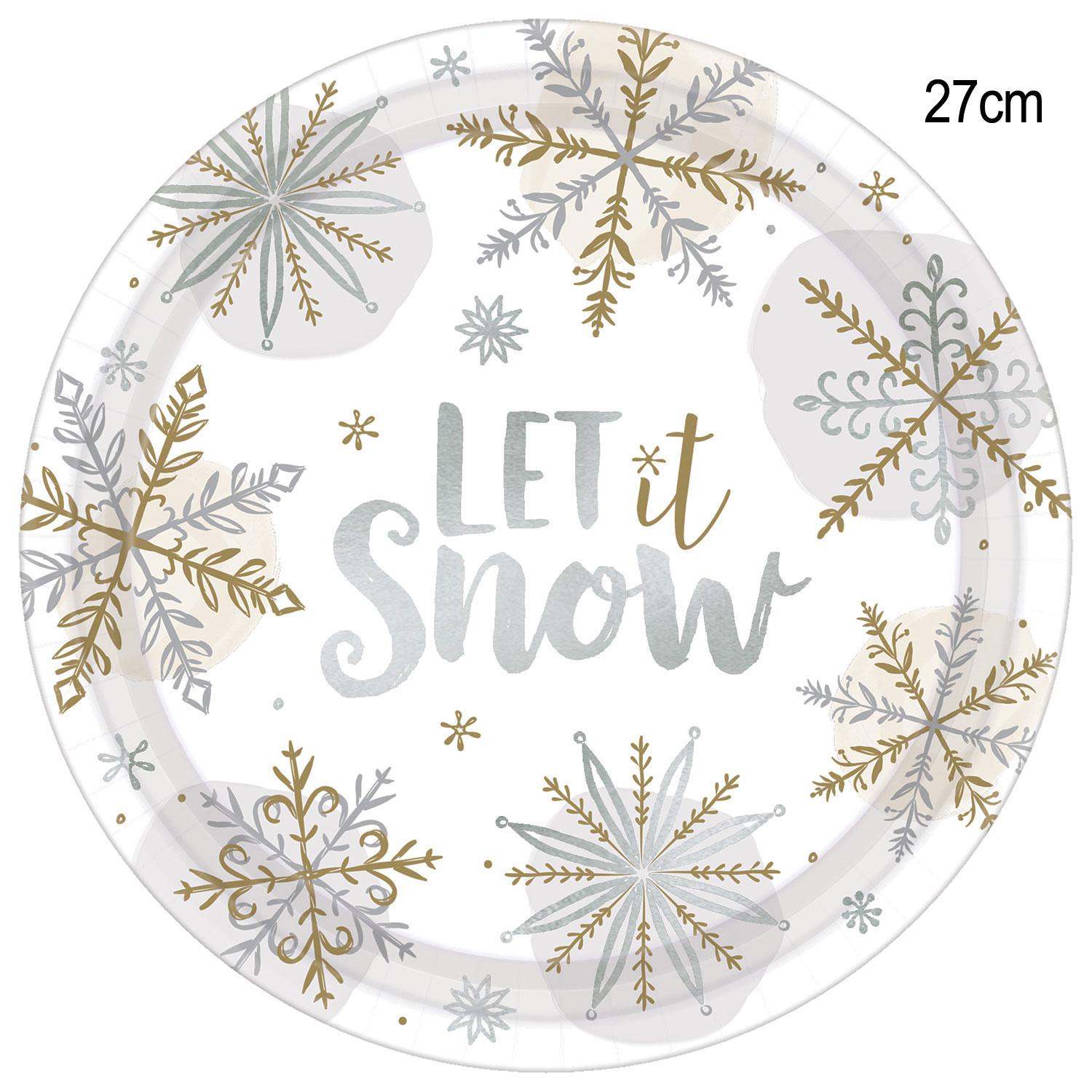 Shining Snow Paper Plates 27cm - pk8 by Amscan 592174 available from a range here at Karnival Costumnes online party shop
