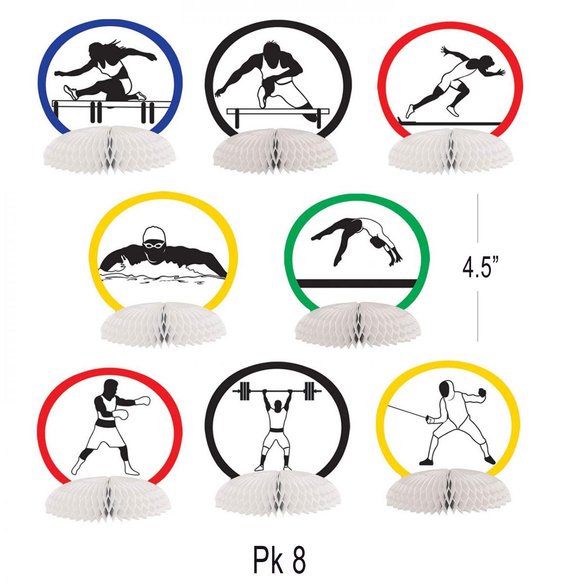 Summer sports or Olympic party tablecentre decorations - pack of 8 pieces 4.5" tall by Beistles 53453 available here at Karnival Costumes online party shop