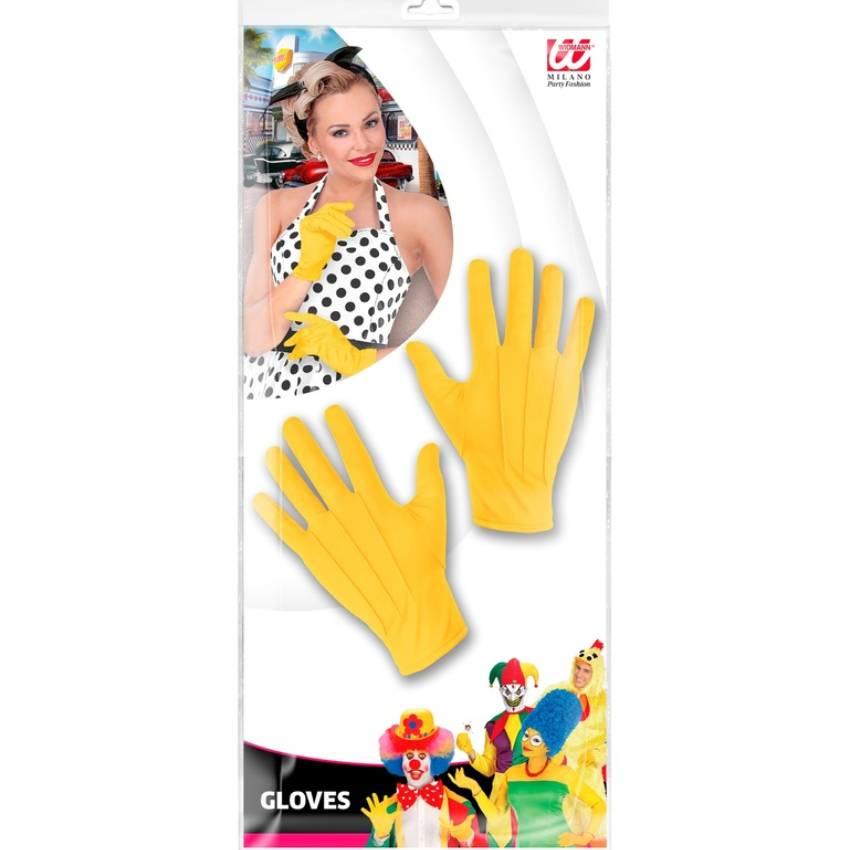 Packaging from our bright yellow dress gloves by Widmann 1462Y available here at Karnival Costumes online party shop