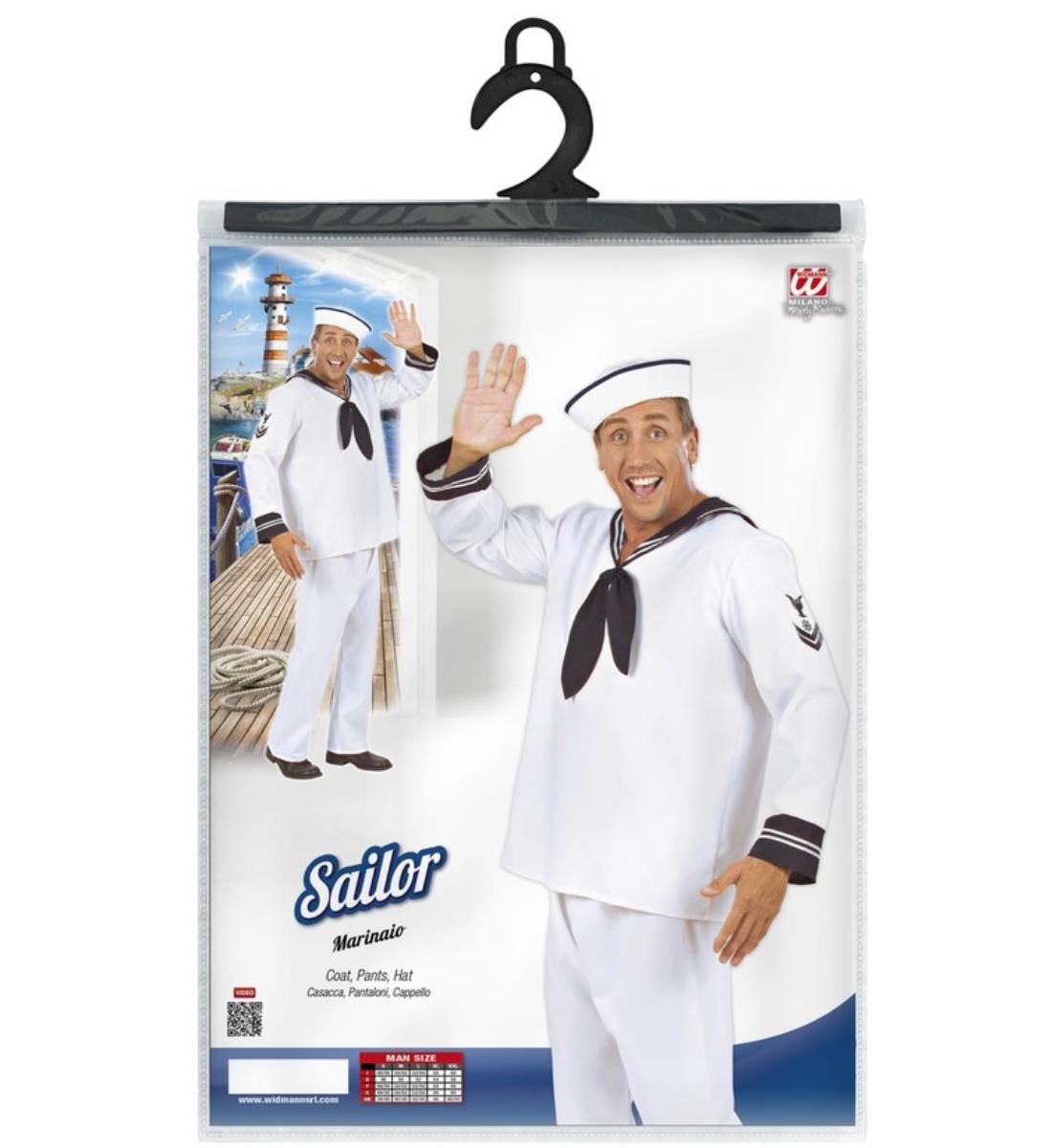 Packaging for our sailor's white naval costume by Widmann 5772S available here at Karnival Costumes online party shop