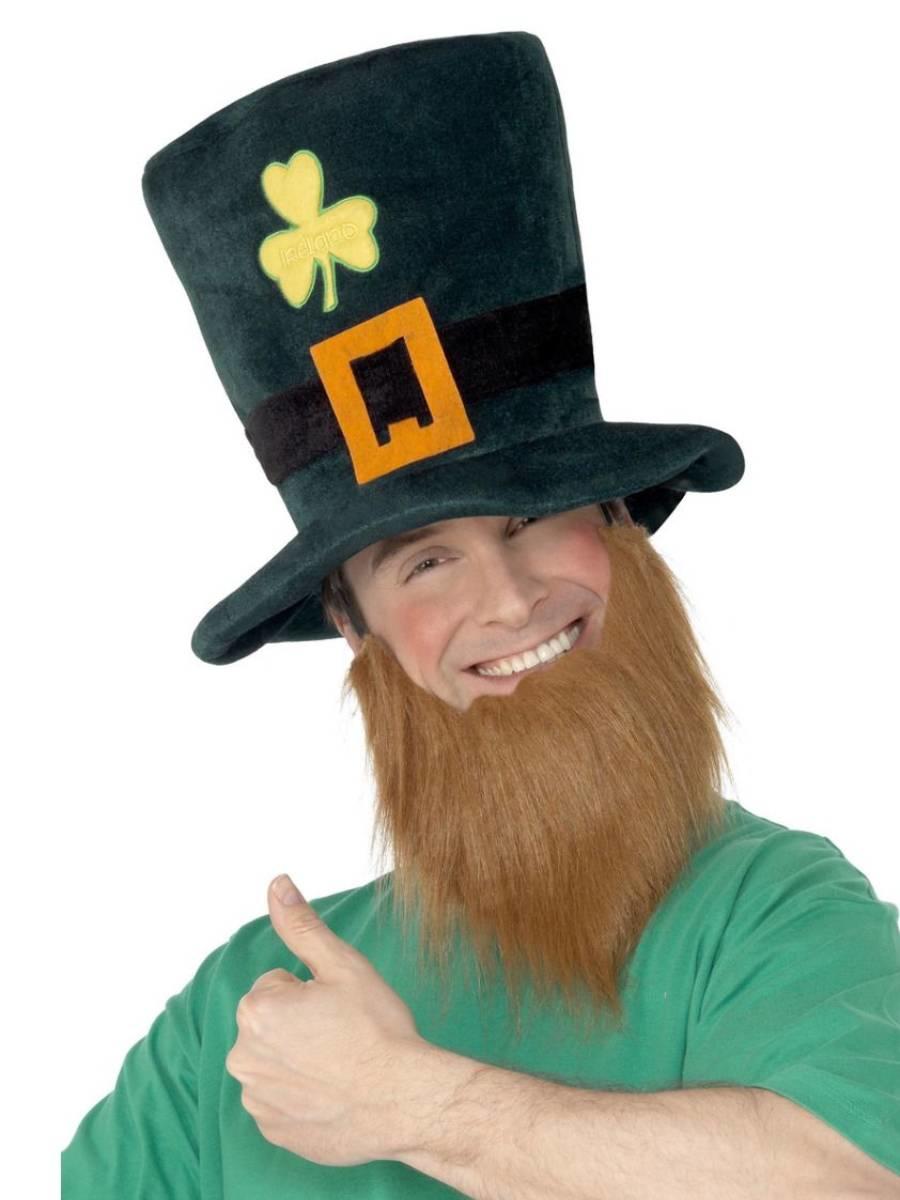 St Patrick's Day Leprechaun Hat with Beard by Smiffys 25241 available here at Karnival Costumes online party shop